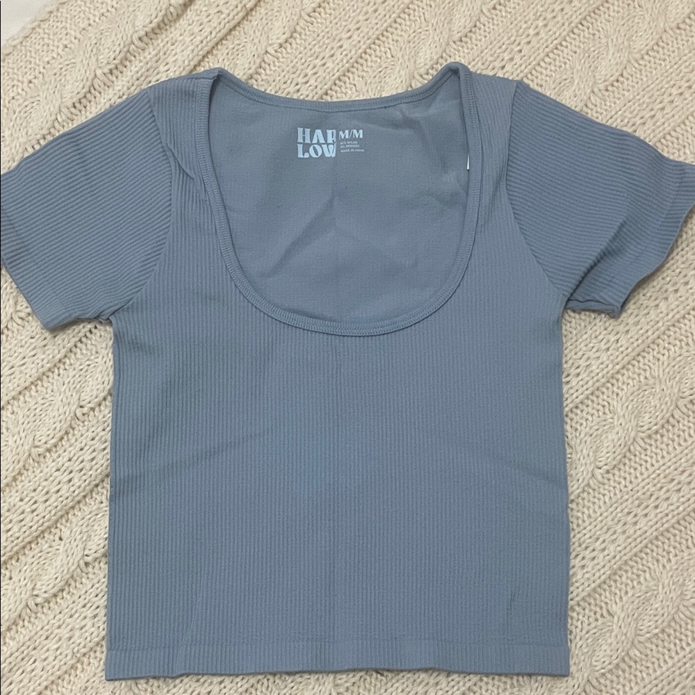 Women's Blue Ribbed Top